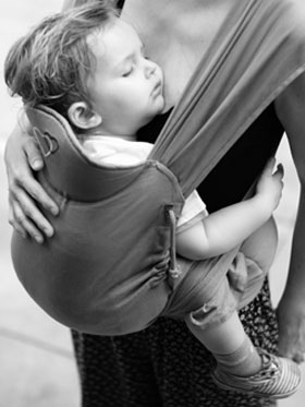 headrest sleeping baby in a meitai carrier